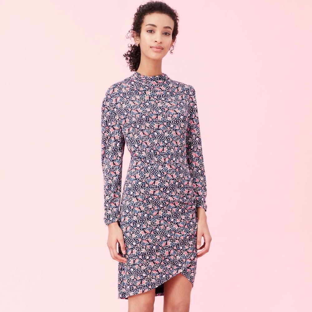 Rebecca Taylor Twilight Bloom Jersey Dress in Navy Combo